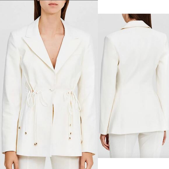 SIGNIFICANT OTHER Magnolia White Linen Blazer SMALL - Picture 10 of 10